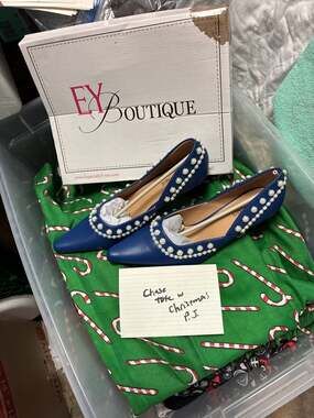 EY Boutique Royal Blue Pointed Toe Kitten Heel Pumps with Pearl Embellishments